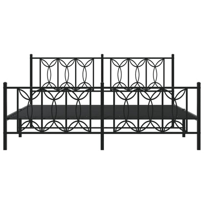 Metal Bed Frame without Mattress with Footboard Black 183x213cm