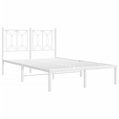 Metal Bed Frame without Mattress with Headboard White 120x190cm