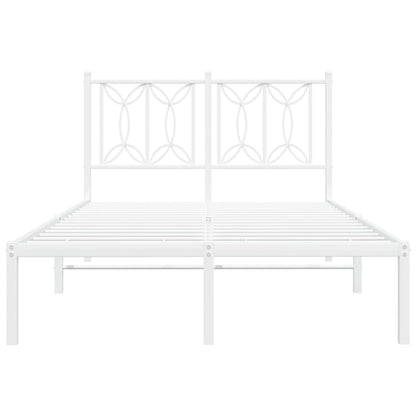 Metal Bed Frame without Mattress with Headboard White 120x190cm