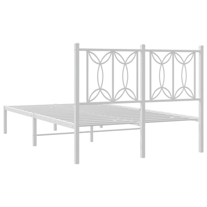 Metal Bed Frame without Mattress with Headboard White 120x190cm