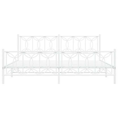 Metal Bed Frame without Mattress with Footboard White 200x200cm