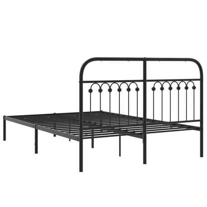Metal Bed Frame without Mattress with Headboard Black 135x190cm