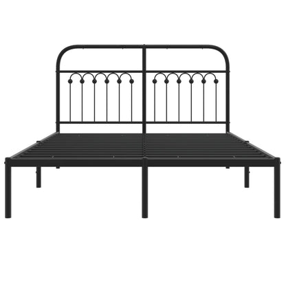 Metal Bed Frame without Mattress with Headboard Black 140x200cm