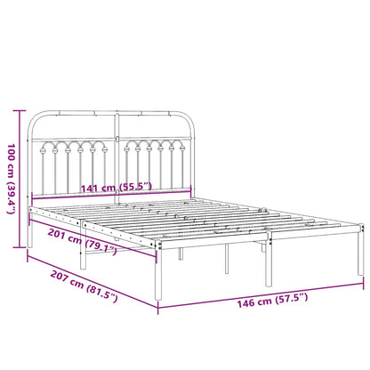 Metal Bed Frame without Mattress with Headboard Black 140x200cm