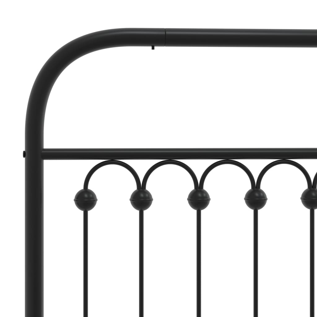 Metal Bed Frame without Mattress with Headboard Black 193x203cm