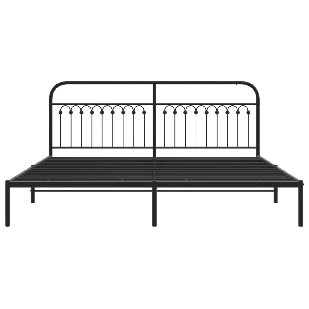 Metal Bed Frame without Mattress with Headboard Black 200x200cm