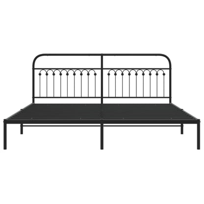 Metal Bed Frame without Mattress with Headboard Black 200x200cm