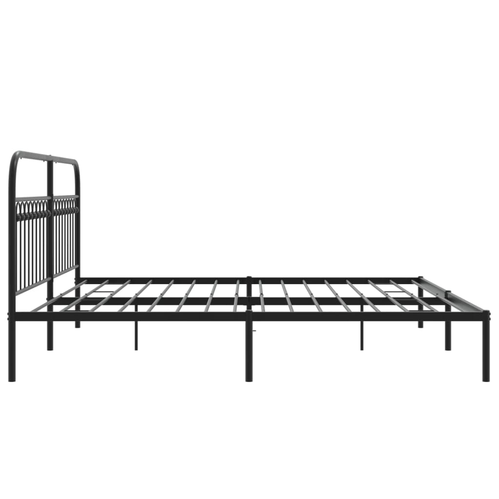 Metal Bed Frame without Mattress with Headboard Black 200x200cm