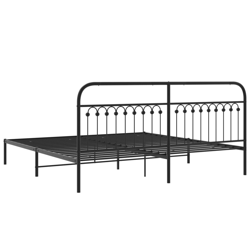 Metal Bed Frame without Mattress with Headboard Black 200x200cm