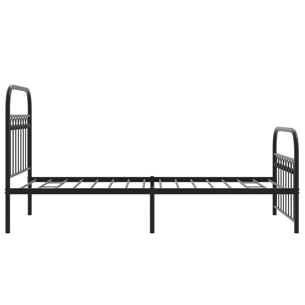 Metal Bed Frame without Mattress with Footboard Black 90x190cm