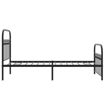 Metal Bed Frame without Mattress with Footboard Black 90x190cm
