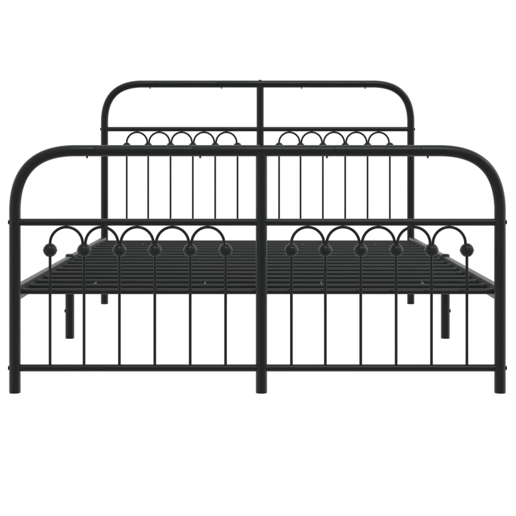 Metal Bed Frame without Mattress with Footboard Black 137x190cm