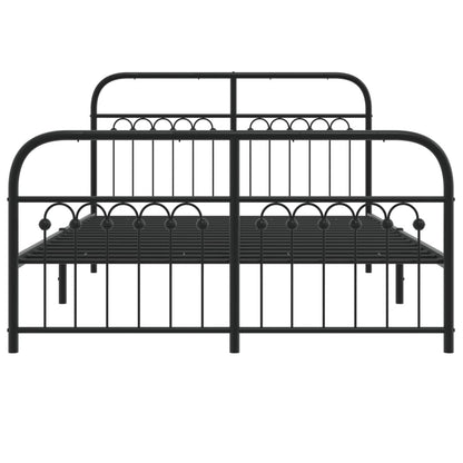 Metal Bed Frame without Mattress with Footboard Black 137x190cm