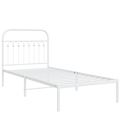 Metal Bed Frame without Mattress with Headboard White 90x200cm