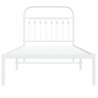 Metal Bed Frame without Mattress with Headboard White 90x200cm