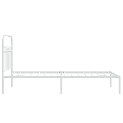 Metal Bed Frame without Mattress with Headboard White 90x200cm