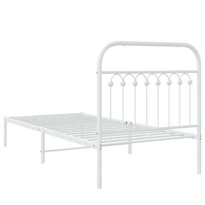 Metal Bed Frame without Mattress with Headboard White 90x200cm