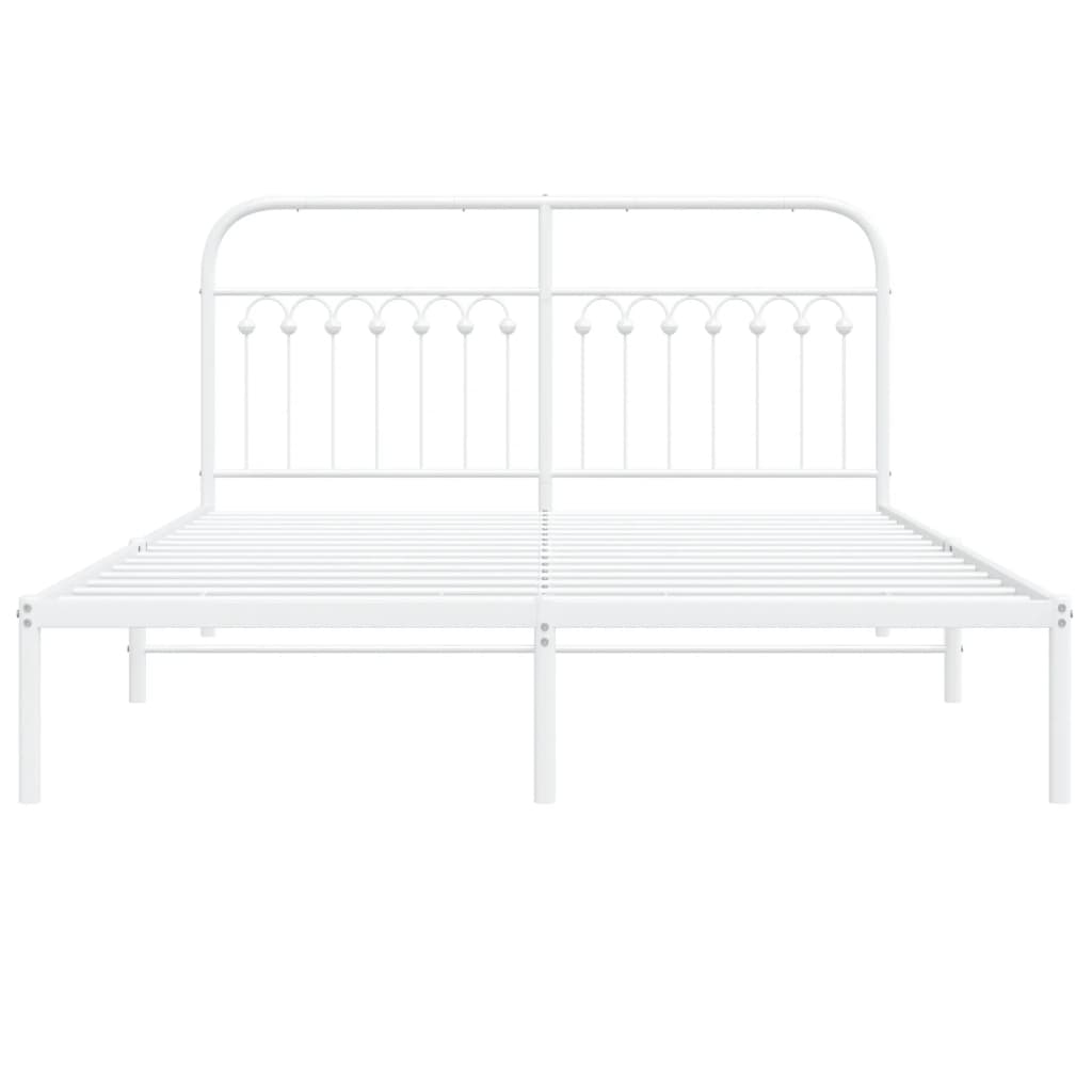 Metal Bed Frame without Mattress with Headboard White 160x200cm