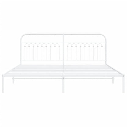 Metal Bed Frame without Mattress with Headboard White 200x200cm