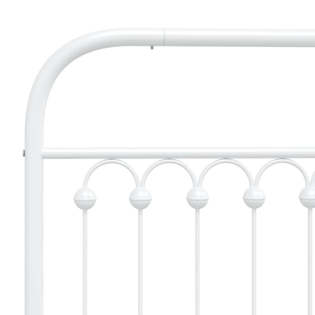 Metal Bed Frame without Mattress with Headboard White 200x200cm