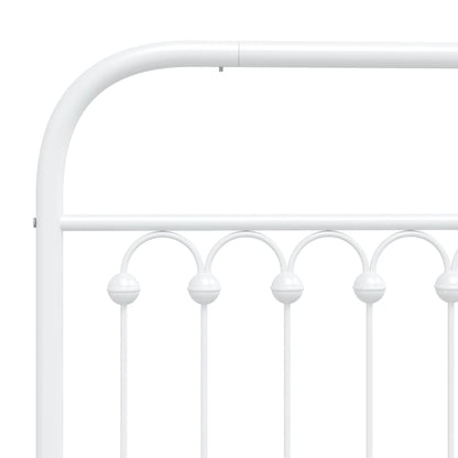 Metal Bed Frame without Mattress with Headboard White 200x200cm