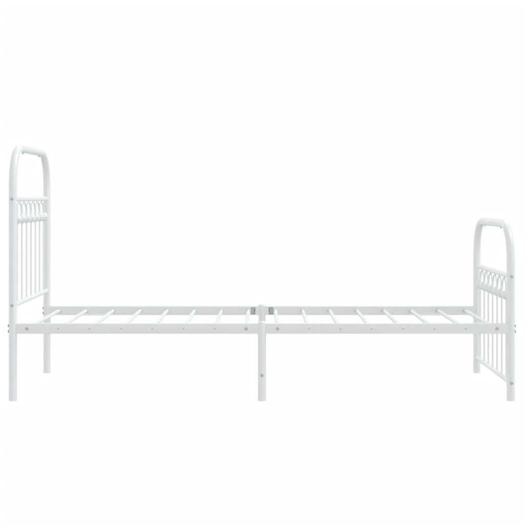 Metal Bed Frame without Mattress with Footboard White 75x190cm