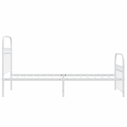 Metal Bed Frame without Mattress with Footboard White 75x190cm