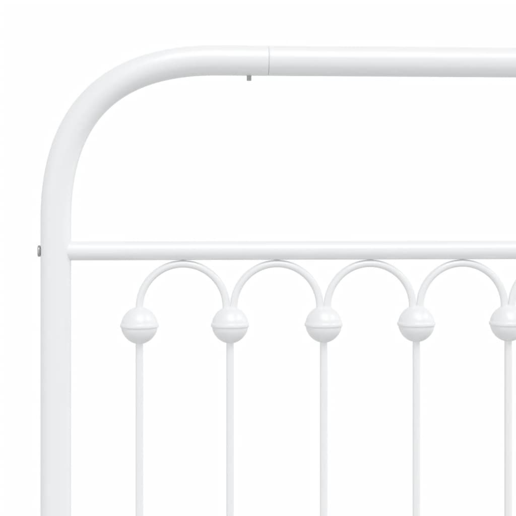 Metal Bed Frame without Mattress with Footboard White 75x190cm