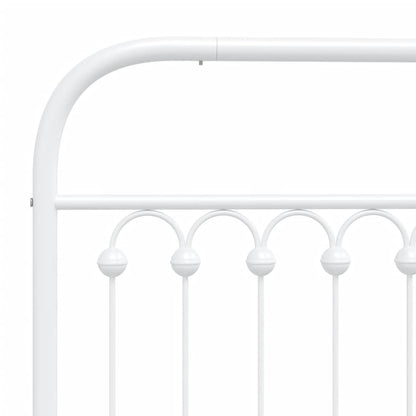 Metal Bed Frame without Mattress with Footboard White 75x190cm
