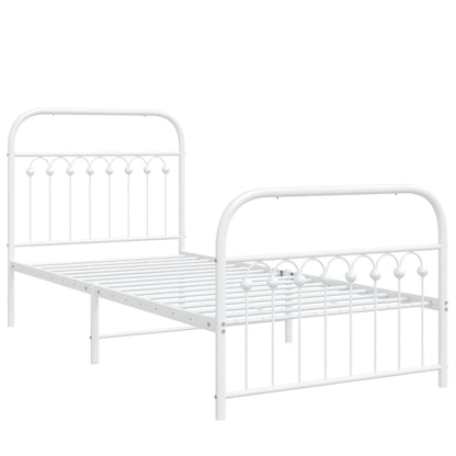 Metal Bed Frame without Mattress with Footboard White 90x200cm