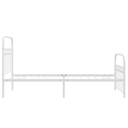 Metal Bed Frame without Mattress with Footboard White 90x200cm