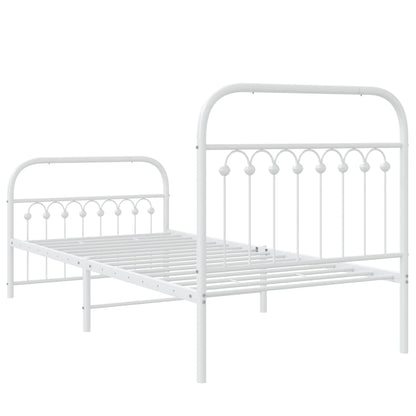 Metal Bed Frame without Mattress with Footboard White 90x200cm