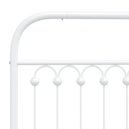 Metal Bed Frame without Mattress with Footboard White 90x200cm