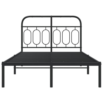 Metal Bed Frame without Mattress with Headboard Black 120x190cm