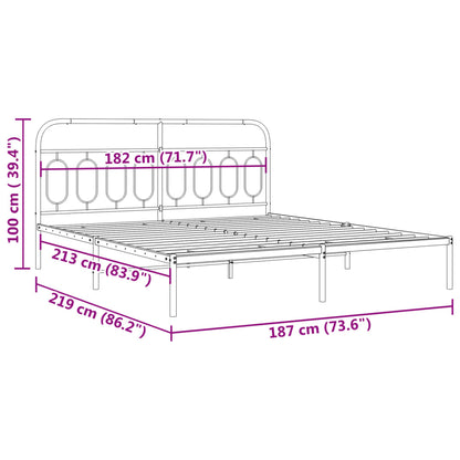 Metal Bed Frame without Mattress with Headboard Black 183x213cm