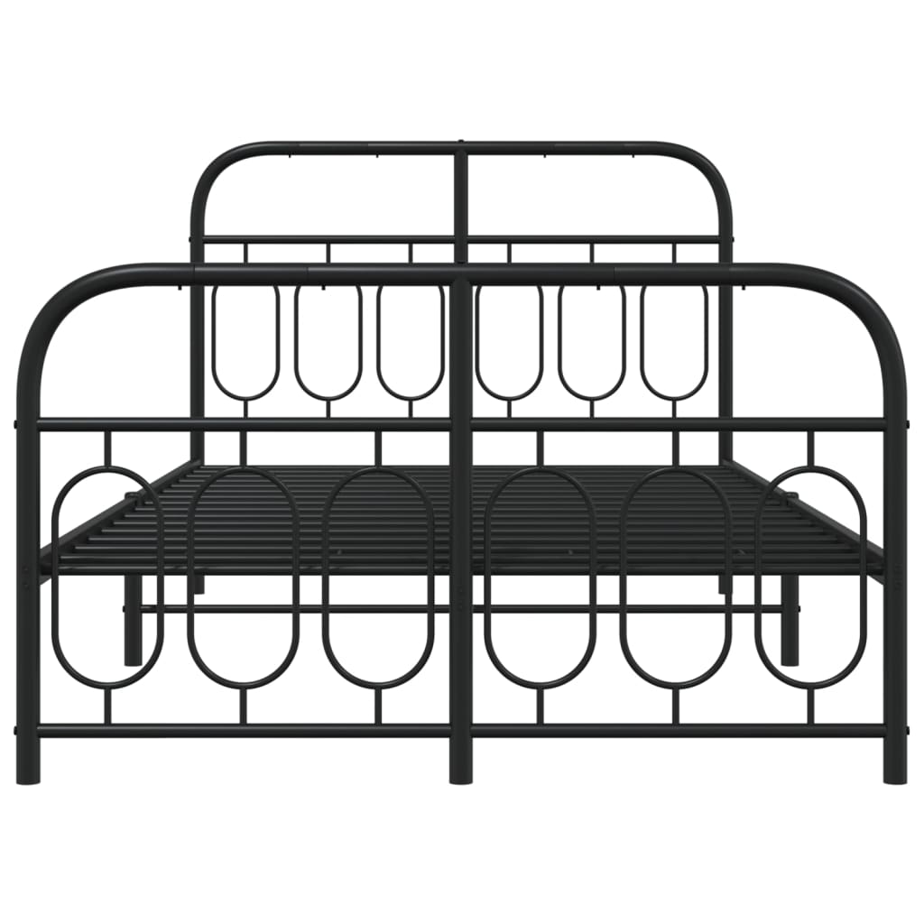 Metal Bed Frame without Mattress with Footboard Black 120x200cm