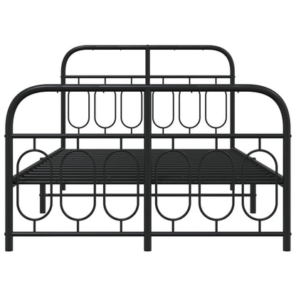 Metal Bed Frame without Mattress with Footboard Black 120x200cm