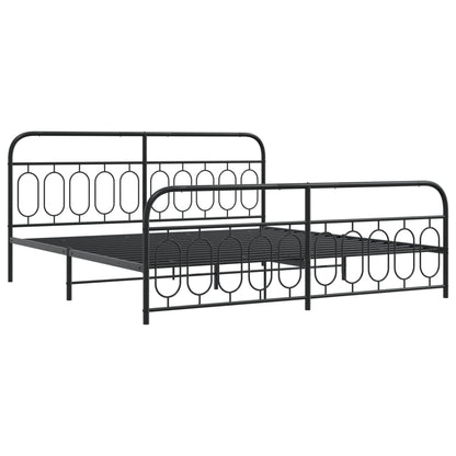 Metal Bed Frame without Mattress with Footboard Black 200x200cm