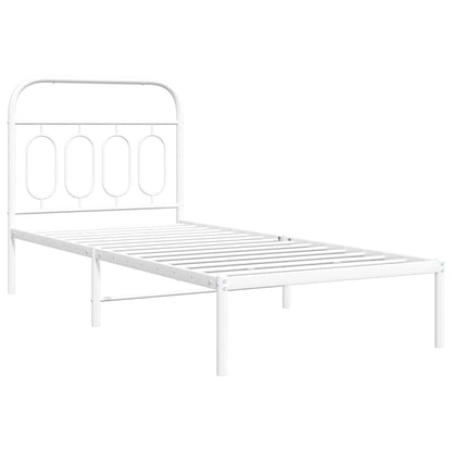 Metal Bed Frame without Mattress with Headboard White 80x200cm