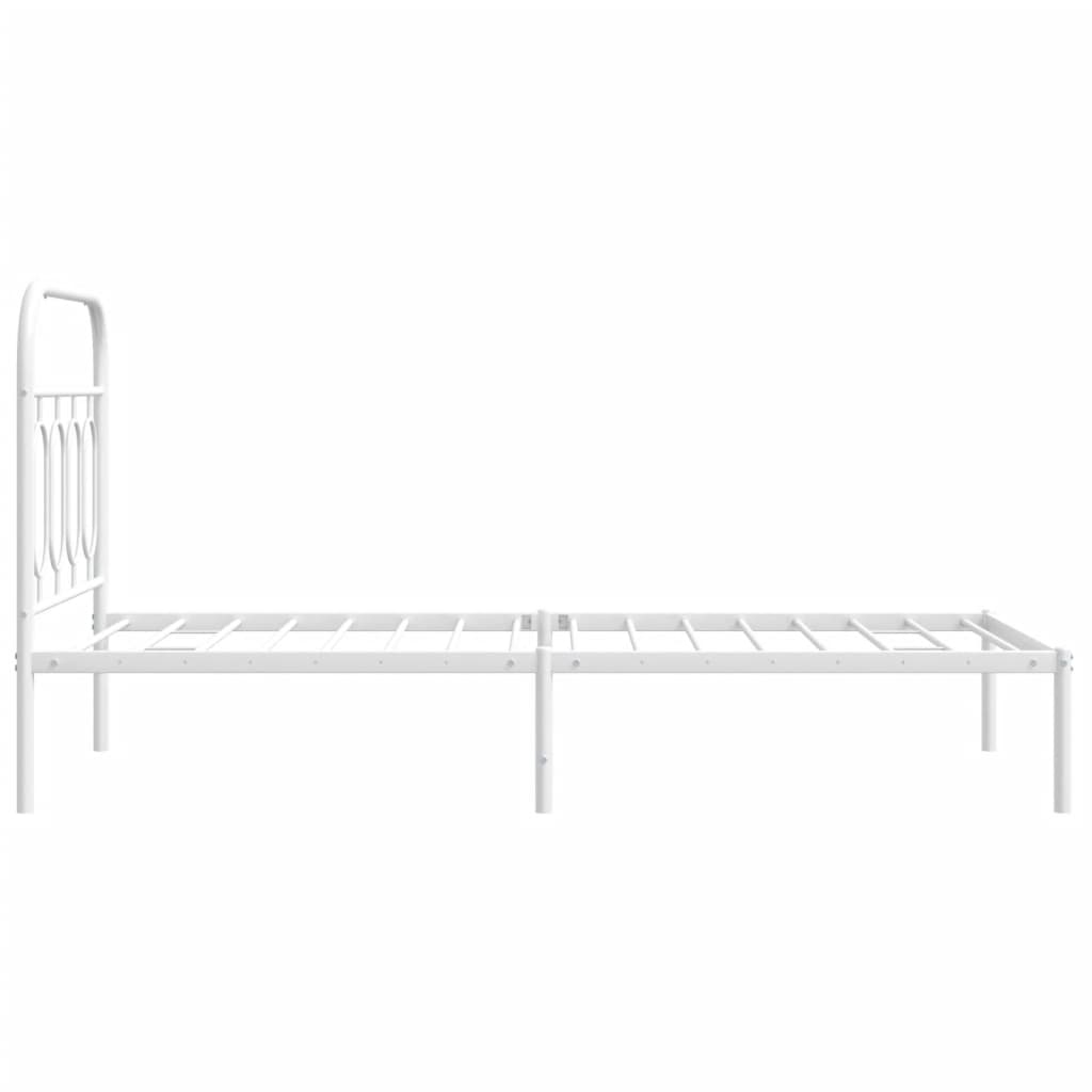 Metal Bed Frame without Mattress with Headboard White 80x200cm