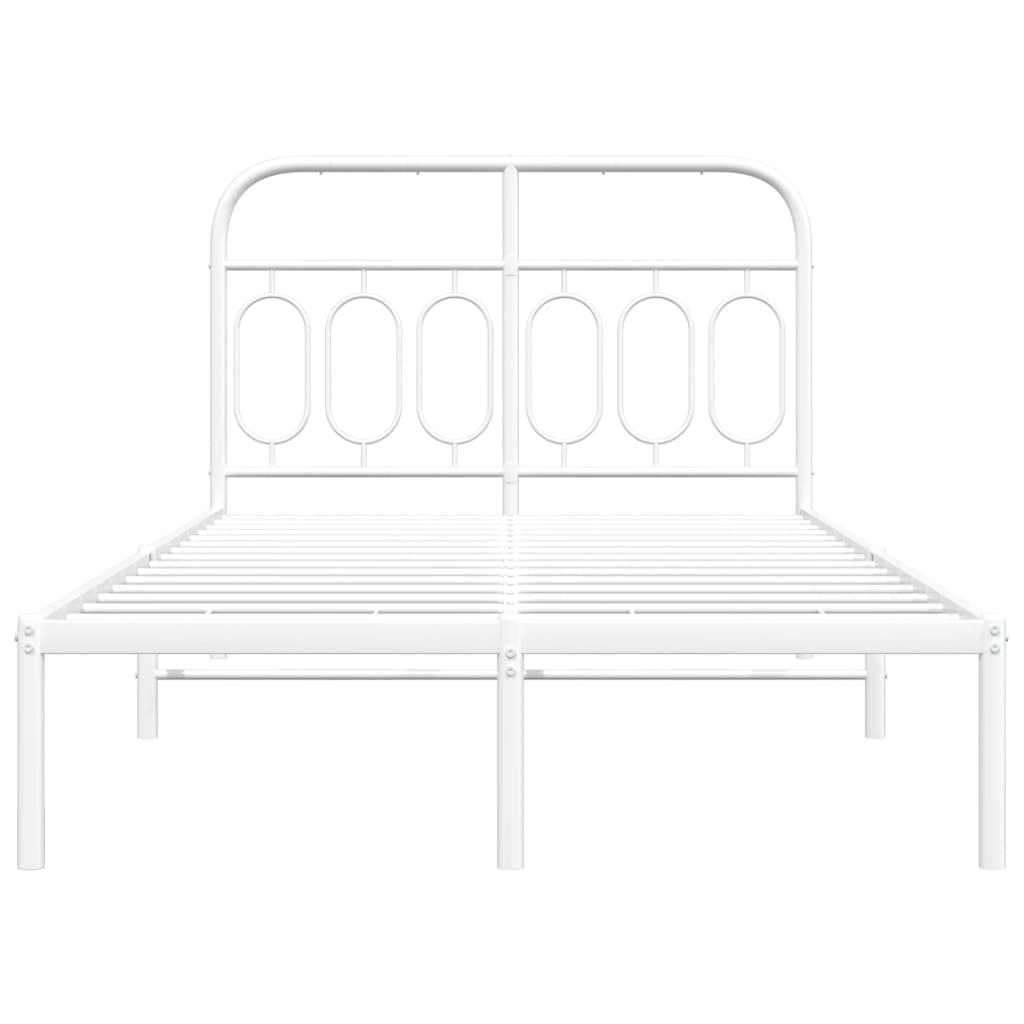 Metal Bed Frame without Mattress with Headboard White 120x190cm