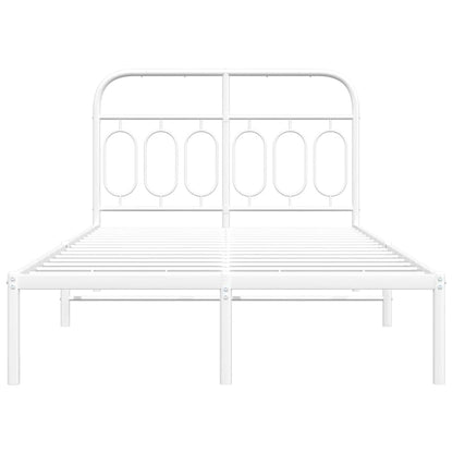 Metal Bed Frame without Mattress with Headboard White 120x190cm