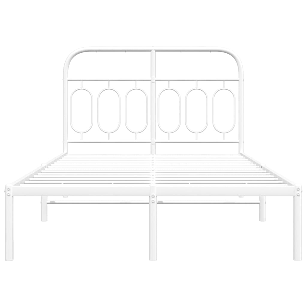 Metal Bed Frame without Mattress with Headboard White 120x200cm