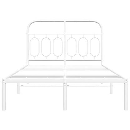 Metal Bed Frame without Mattress with Headboard White 120x200cm