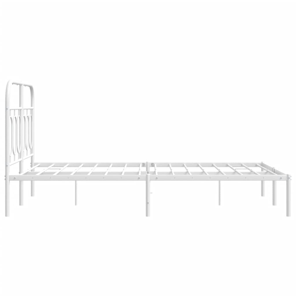 Metal Bed Frame without Mattress with Headboard White 120x200cm