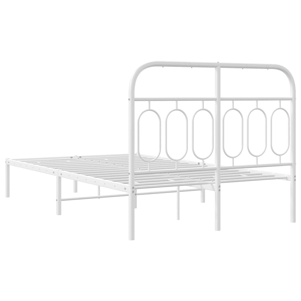 Metal Bed Frame without Mattress with Headboard White 120x200cm