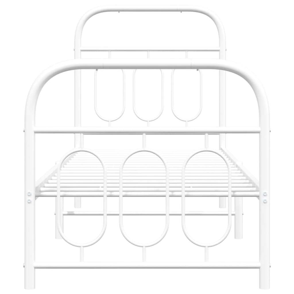 Metal Bed Frame without Mattress with Footboard White 75x190cm