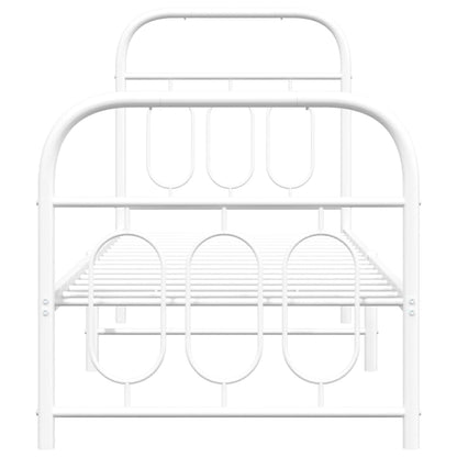 Metal Bed Frame without Mattress with Footboard White 75x190cm