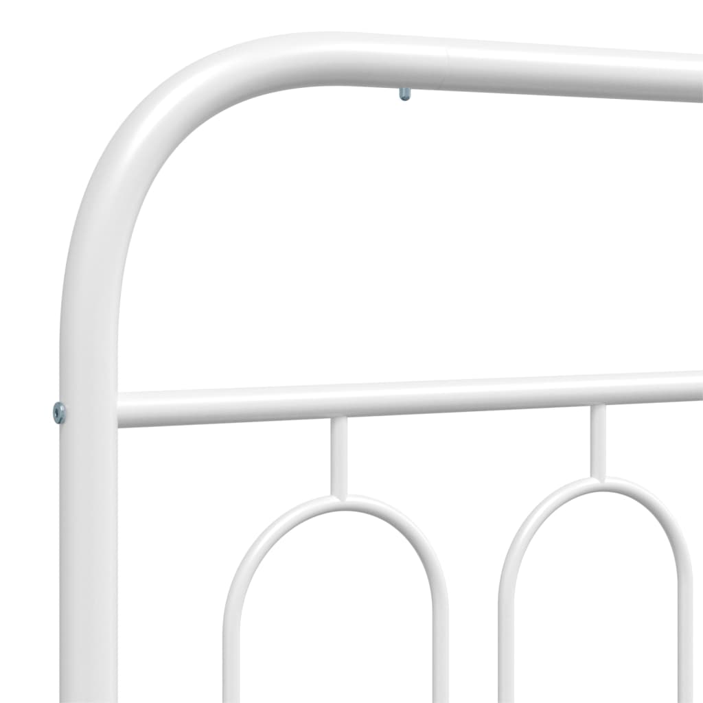 Metal Bed Frame without Mattress with Footboard White 75x190cm