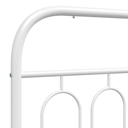 Metal Bed Frame without Mattress with Footboard White 75x190cm